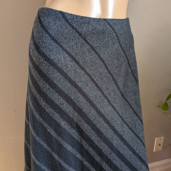 Vintage 90s Express Wool Maxi Skirt Gray Knit Stripe Ombre Academia Size 13 - Picture 4 of 10